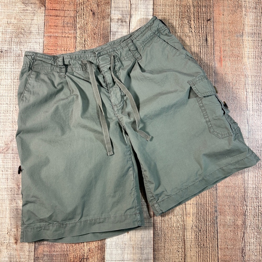 Liz Claiborne Lizwear Olive Green 100% Cotton Cargo Roll Tab Utility Shorts 4